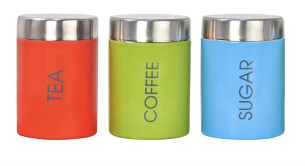 Amanda Premium Stainless Steel Tea, Sugar & Coffee Container Set