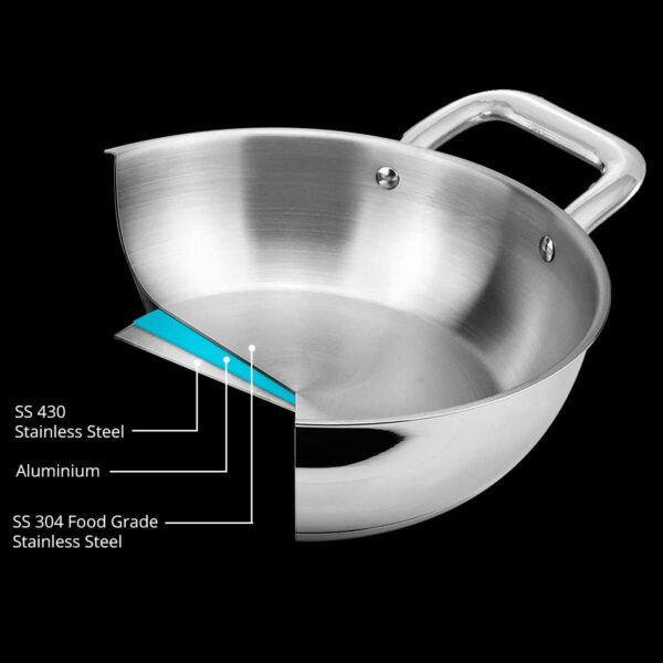 Amanda Triply Stainless Steel Kadai - Image 2