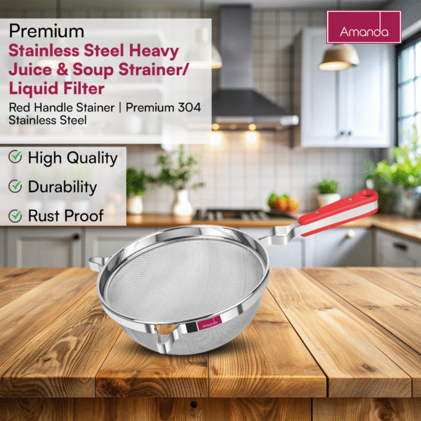 Amanda Stainless Steel Heavy Juice & Soup Strainer/Liquid Filter - Image 2