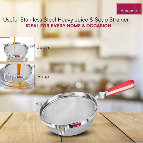 Amanda Stainless Steel Heavy Juice & Soup Strainer/Liquid Filter - Image 3