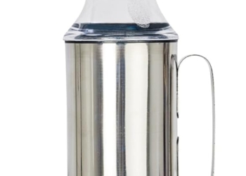 Amanda Stainless Steel Oil Dispenser with Nozzle 1 Litre (1000 ml) | Oil Container & Oil Pourer | Kitchen Oil Can with Handle | Food Grade Stainless Steel